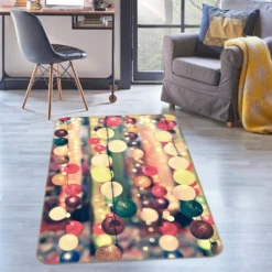 3D Colorful Ball String Lights 55136 Christmas Non Slip Rug Mat Room Mat Quality Elegant Photo Carpe