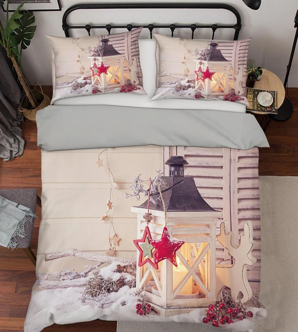 3D Christmas Candle Decoration 12 Bed Pillowcases Quilt Cover Set Bedding Set Pillowcases Duvet Cove 4 3D Christmas Candle Decoration 12 Bed Pillowcases Quilt Cover Set Bedding Set Pillowcases Duvet Cove - Image 2