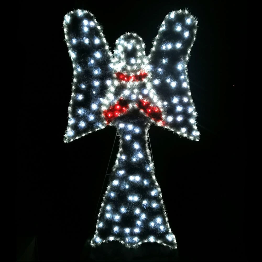 Christmas LED Motif PVC Tinsel Stuffed Angel 150x84cm Indoor Outdoor Display Sign 4 Christmas LED Motif PVC Tinsel Stuffed Angel 150x84cm Indoor Outdoor Display Sign - Image 2