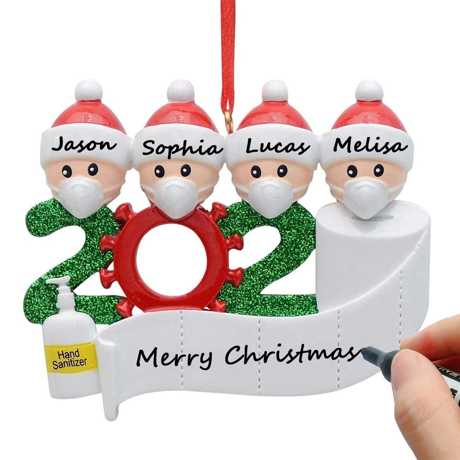 2020 Christmas Tree Hanging Ornament Kit Personalized 4 Family Members Names Decoration 5 2020 Christmas Tree Hanging Ornament Kit Personalized 4 Family Members Names Decoration - Image 3