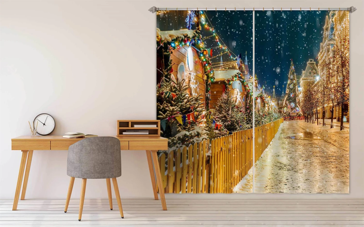 3D Street Tree Snowing 52055 Christmas Blockout Photo Curtain Printing Curtains Drapes Fabric Window 3 3D Street Tree Snowing 52055 Christmas Blockout Photo Curtain Printing Curtains Drapes Fabric Window