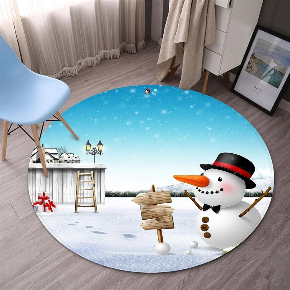 3D Snowman 65220 Christmas Round Non Slip Rug Mat Room Mat Quality Elegant Photo Carpet Xmas 5 3D Snowman 65220 Christmas Round Non Slip Rug Mat Room Mat Quality Elegant Photo Carpet Xmas - Image 3