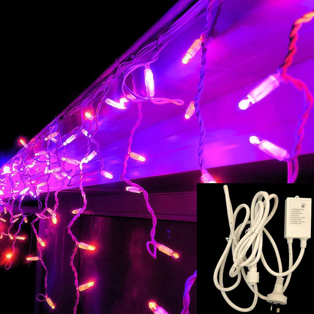 Christmas Complete Icicle Lights PURPLE/ORANGE 4.8m - Purple/Orange 3 Christmas Complete Icicle Lights PURPLE/ORANGE 4.8m - Purple/Orange