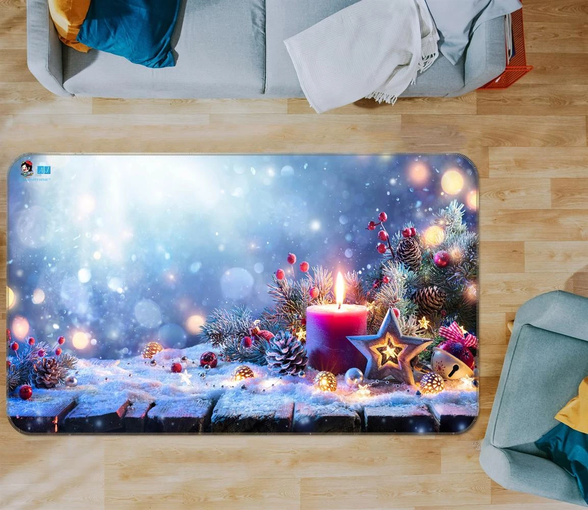 3D Snow Candle 55115 Christmas Non Slip Rug Mat Room Mat Quality Elegant Photo Carpet Xmas 4 3D Snow Candle 55115 Christmas Non Slip Rug Mat Room Mat Quality Elegant Photo Carpet Xmas - Image 2