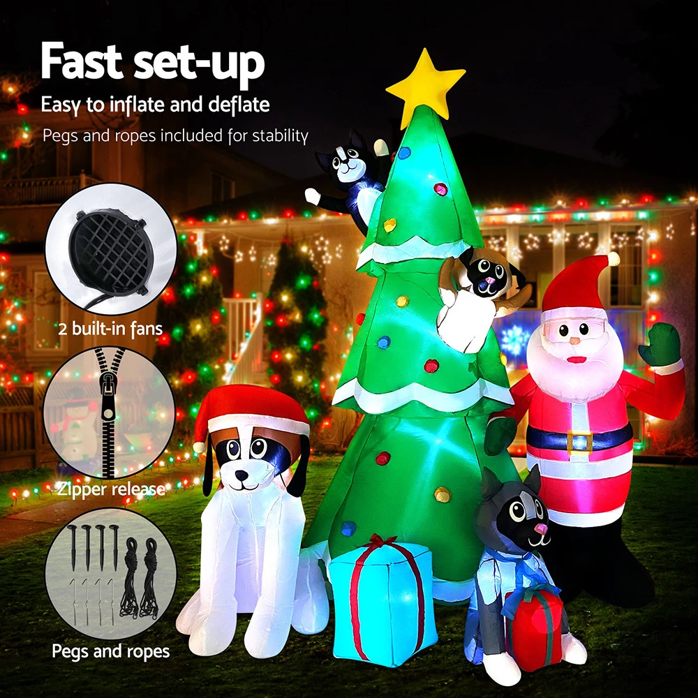 Jingle Jollys Christmas Inflatable Santa Tree 3M Lights Outdoor Decorations LED 6 Jingle Jollys Christmas Inflatable Santa Tree 3M Lights Outdoor Decorations LED - Image 4