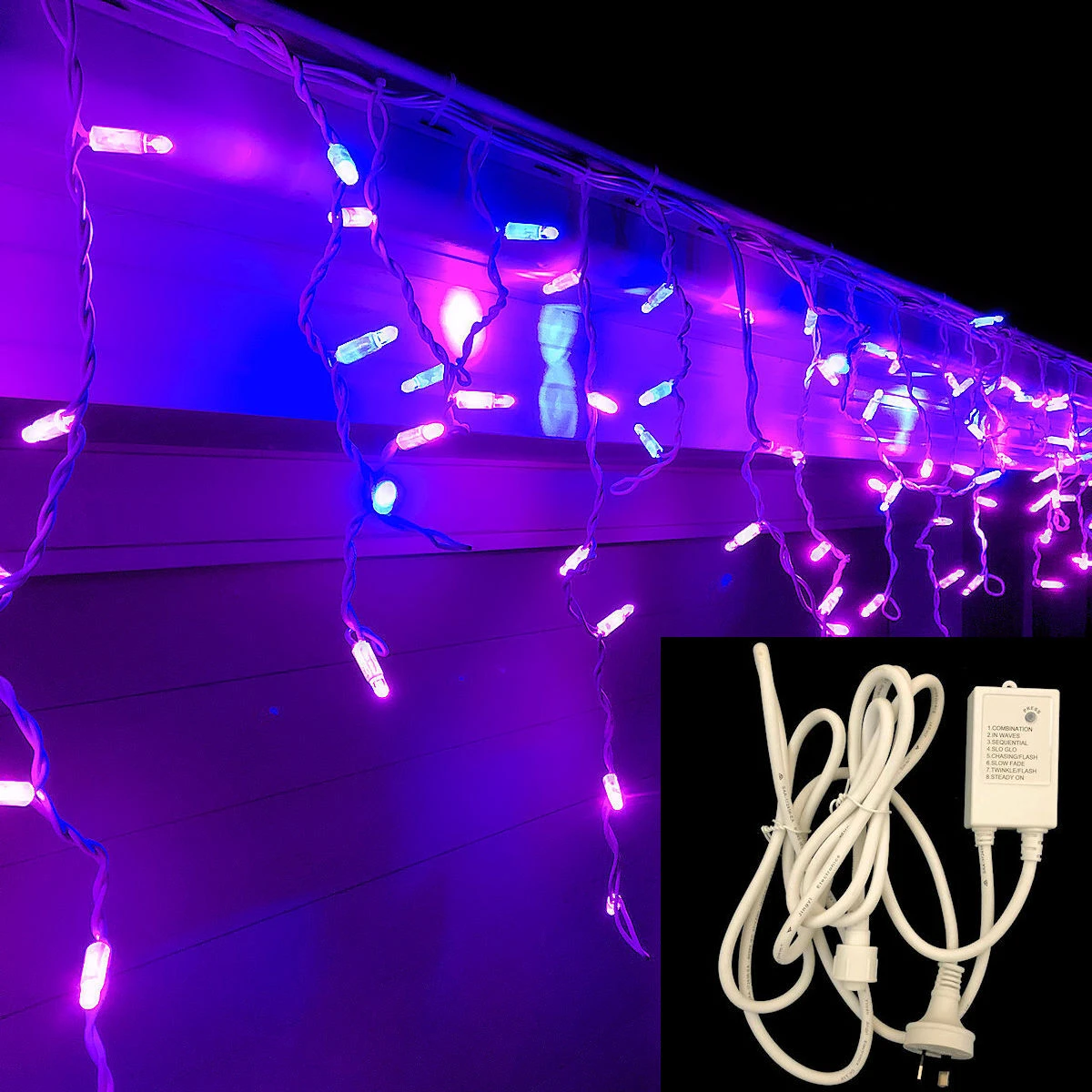 Christmas Complete Icicle Lights BLUE/PINK 4.8m - Blue/Pink 3 Christmas Complete Icicle Lights BLUE/PINK 4.8m - Blue/Pink