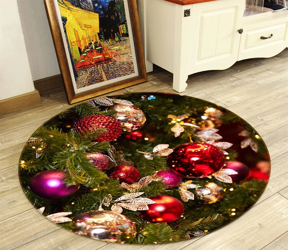 3D Red Ball Pendant 54064 Christmas Round Non Slip Rug Mat Room Mat Quality Elegant Photo Carpet Xma 3 3D Red Ball Pendant 54064 Christmas Round Non Slip Rug Mat Room Mat Quality Elegant Photo Carpet Xma