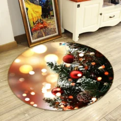 3D Christmas Tree 81098 Round Non Slip Rug Mat Room Mat Quality Elegant Photo Carpet